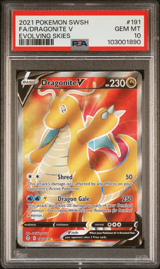 2021 POKEMON SWORD & SHIELD EVOLVING SKIES #191 FA/DRAGONITE V EVOLVING SKIES
