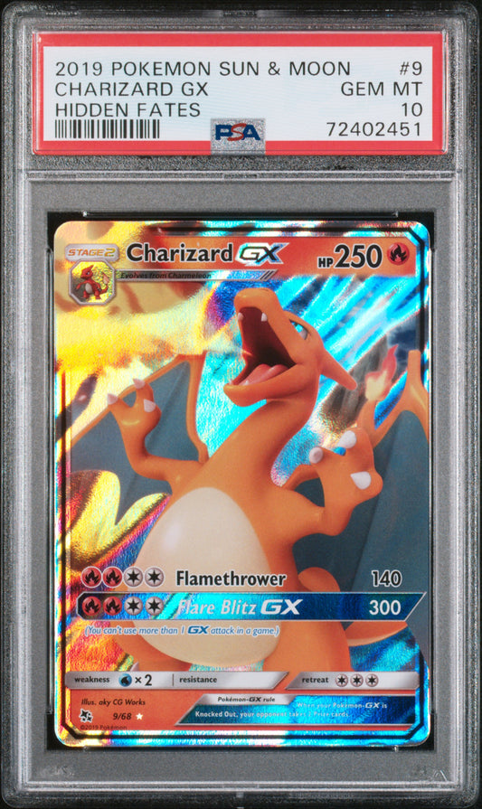 2019 POKEMON SUN & MOON HIDDEN FATES #9 CHARIZARD GX HIDDEN FATES