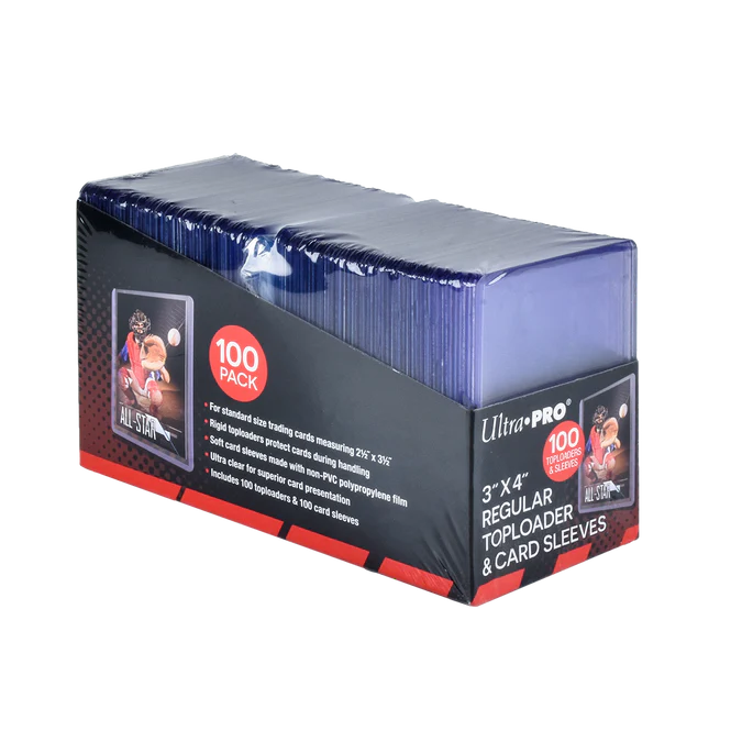 3" x 4" Clear Regular Toploaders and Soft Sleeves Bundle (100ct) for Standard Size Cards