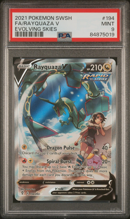 2021 POKEMON SWORD & SHIELD EVOLVING SKIES #194 FA/RAYQUAZA V EVOLVING SKIES