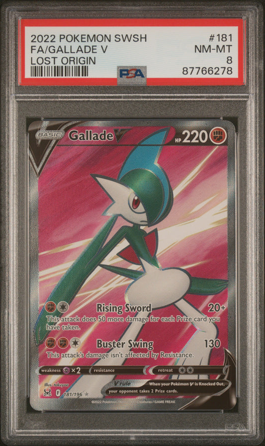 2022 Pokemon SWSH Lost Origin FA Gallade V #181 PSA 8 NM-MT