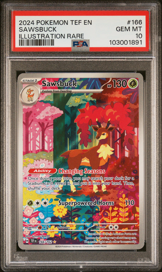 2024 POKEMON TEF EN-TEMPORAL FORCES #166 SAWSBUCK ILLUSTRATION RARE