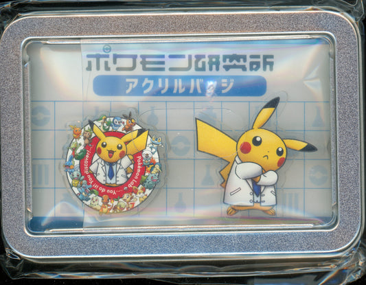 Pokemon Lab Center Research Pikachu Acrylic Badge Tin