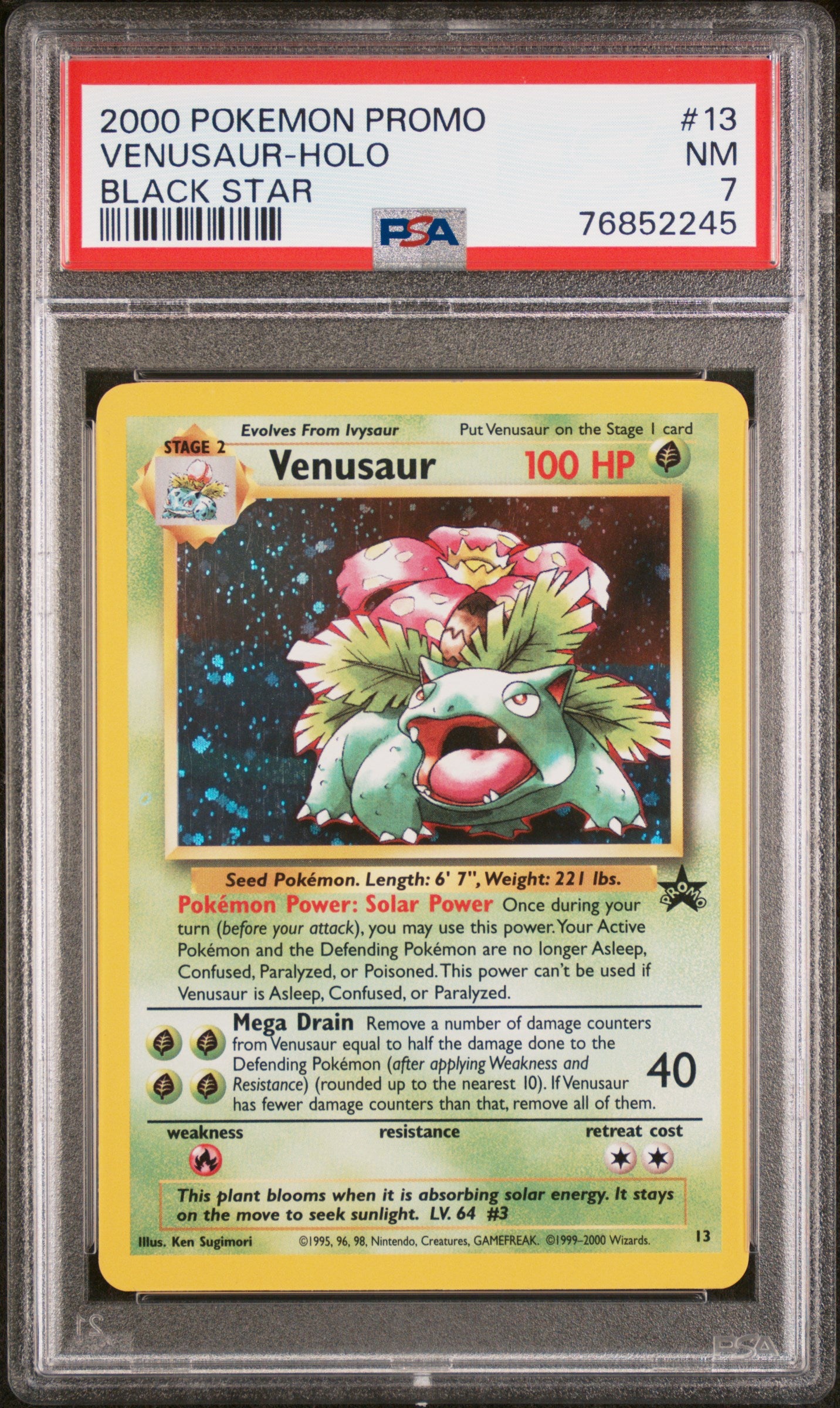 2000 Pokemon Black Star Promo Venusaur Holo #13 PSA 7 NM