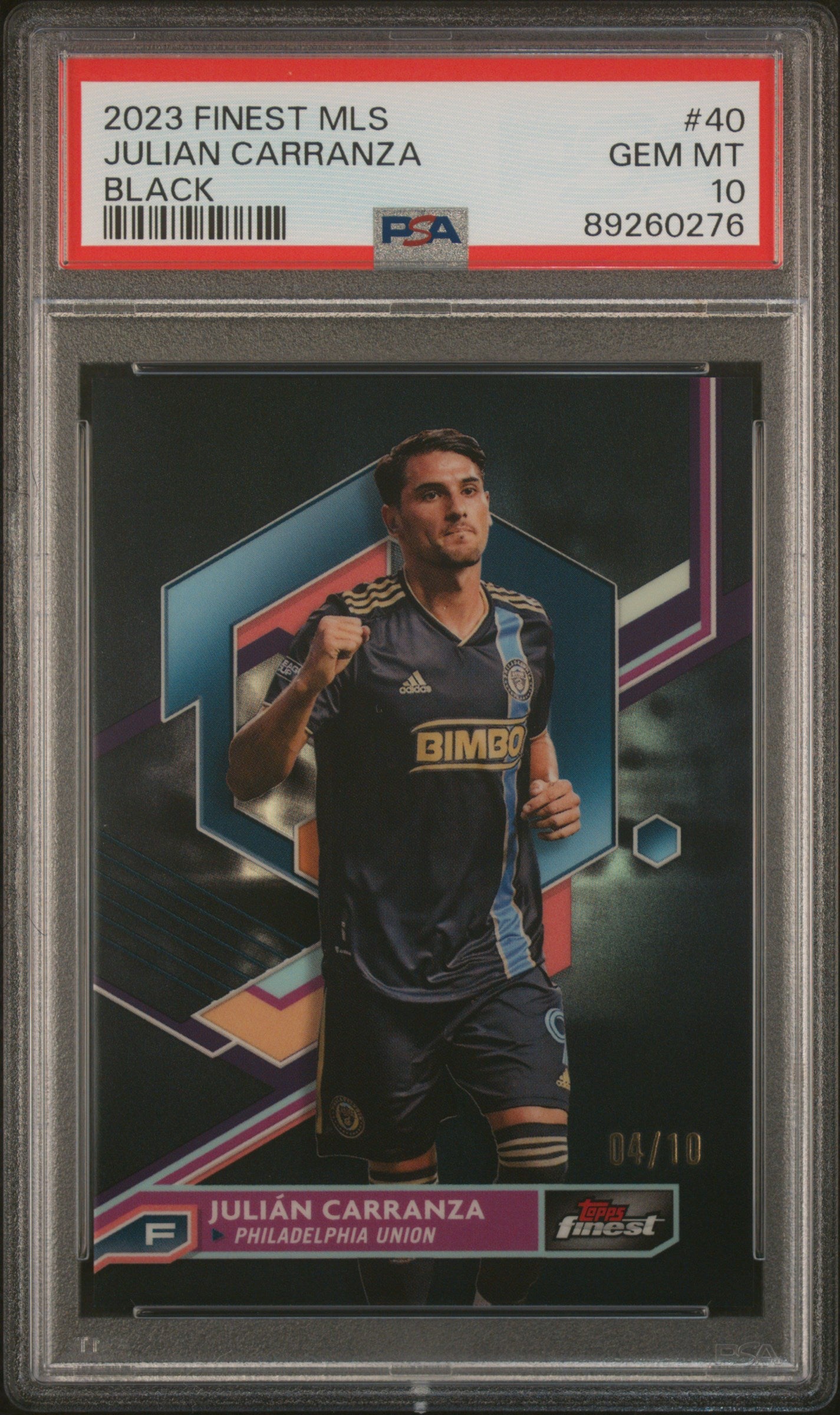 2023 Topps Finest MLS Julian Carranza Black #40 PSA 10 Gem Mint