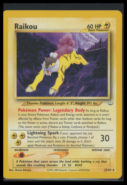 Pokemon Neo Revelation Raikou #22/64 Rare