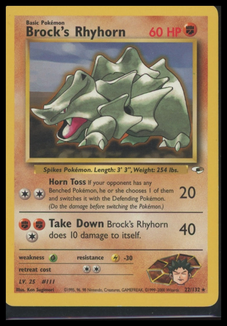 Pokemon Gym Heroes Brock's Rhyhorn (22) #022/132 Rare