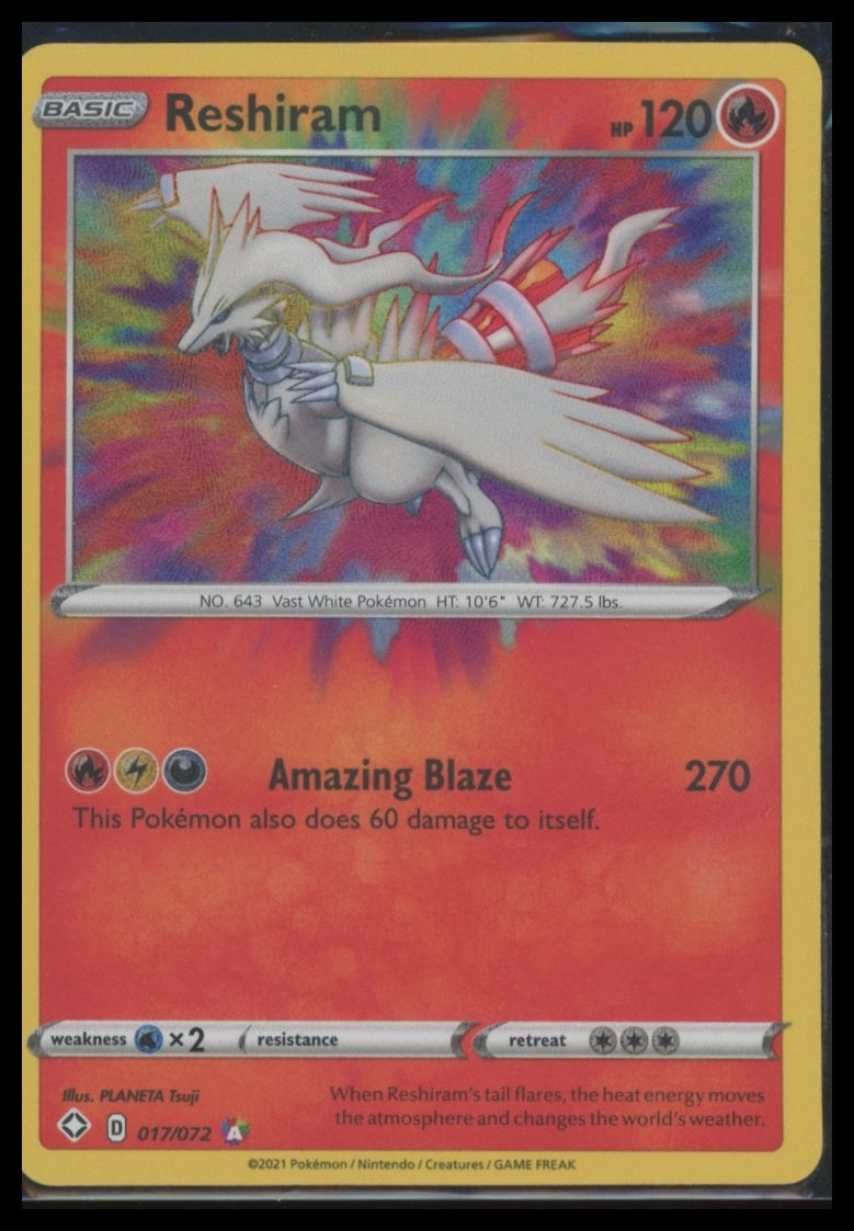 Pokemon Shining Fates Reshiram #017/072 Amazing Rare