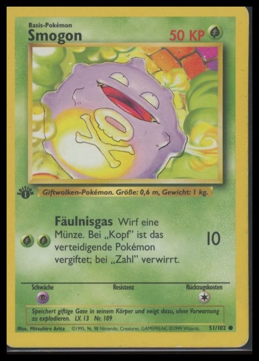 Pokemon Base Set German 1st Edition Koffing #051/102 Common